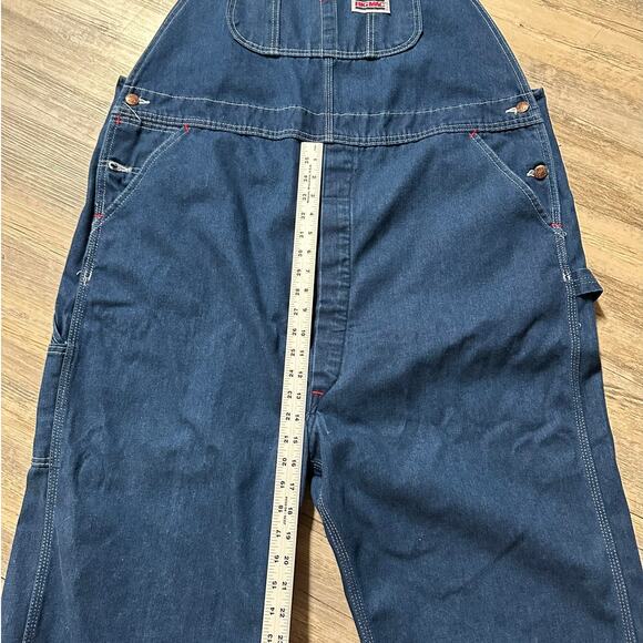 Vintage Big Mac Overalls Mens 46x27 Blue Carpenter Square Back Denim Relaxed Fit - Picture 3 of 8
